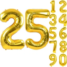 kapoor stores Solid Number 25 Foil Balloon - 16 Inch gold Foil Balloon for Birthday Balloon-picture-21