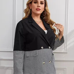lyketrends Women Houndstooth Double Breasted Formal Blazer image 5