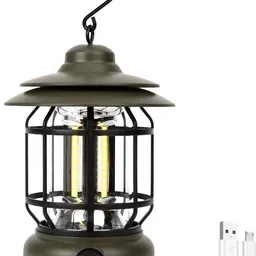 zeno volt IPX4 Waterproof Camping Light, Hanging Lamp Black Metal, Plastic Hanging 8 hrs Lantern Emergency Light image 1