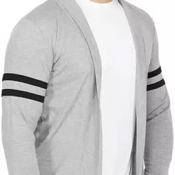 styvibe Men Asymmetric Full Sleeve Grey Shrug image 4