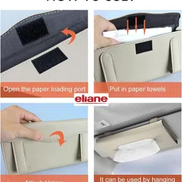 eliane Car Tissue Holder Sun Visor Napkin for Upgraded Version Hanging Universal Vehicle Tissue Dispenser image 4