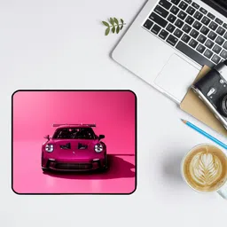 KAIZER Porsche Pink Car Themed HD Print Stitched Mousepad For Laptop/PC Non Slip Base Mousepad image 5