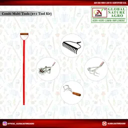 global nature agro 5 Pcs Garden Tool Kit – Crumbler, Rake, Cultiweeders & Standard Handle 130cm Garden Tool Kit image 2