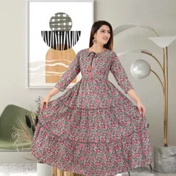 most Printed Pure Cotton Stitched Flared/A-line Gown-picture-10