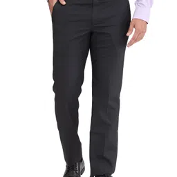 park avenue Men Regular Fit Black Polyester Trousers-picture-13