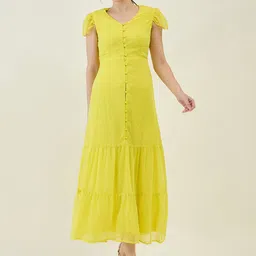 aayu Women A-line Yellow Ankle Length Dress image 1