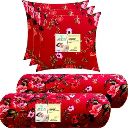 actos Combo Set Of 3 Cushion And 2 Microfibre Floral Bolster Pack of 5-picture-27