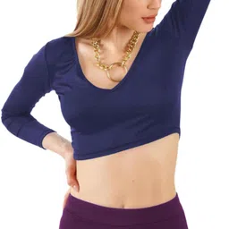 theblazzee Casual Regular Sleeves Solid Women Blue Top image 3