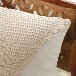 peepul tree Handmade Cotton Rust and Off White Crochet (16x16inches) Cushion Covers image 5