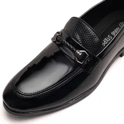 Nine Steps Men's Patent Leather Loafers with Braided Strap and Gloss Finish Mocassin For Men image 3