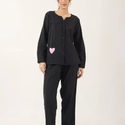 satlok fashion Women Night Suit Set Black Solid-picture-19