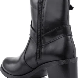 bxxy Elegant Black Vegan Ankle Zipper Boots for Women Slip On For Women image 4