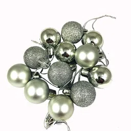 vibgyor products New_36 Pcs Golden, Red and Silver Colour Glitter Small Balls for Decoration T4 Hanging Ornaments Pack of 36 image 5