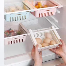inditradition Expandable Hanging Fridge Tray, Refrigerator Food Storage Organizer Pack of 2 Plastic Fruit & Vegetable Basket-picture-18