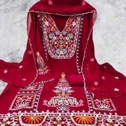 clothlemon Unstitched Georgette Salwar Suit Material Embroidered image 5