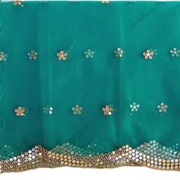 youthquake Net Embellished Dark Green Women Dupatta-picture-11