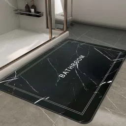 sunvibe Black Slogan Rubber 24x16 Inches AntiSkid Bath Mats (Pack of 2) image 1