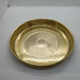 moti metal industries mmi Pure Brass Dinner Plate / Thali Set for Pooja and Serving Purpose - 11inch Dinner Plate-picture-14