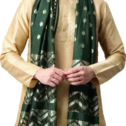weavers villa Cotton Silk Woven Green Men Dupatta-picture-42