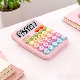 villy Colorful 12 Digit Large Keys Office Mechanical Calculator Cute Pastel Button 12 Digit Dual Power Calculator with Pastel Keys Basic Calculator image 2