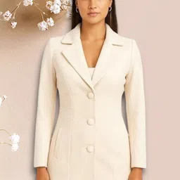 pepzoo Women Solid Double Breasted Casual Blazer image 1