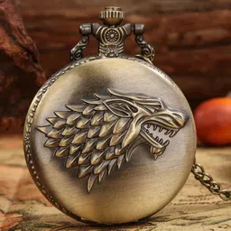 GT Gala Time Antique GOT House of Stark Theme Vintage Premium Gandhi Style Pocket Watch Key chain with Key Ring For Car & Bike Keys Gift for Men & Woman Bronze Metal Pocket Watch Chain-image-10