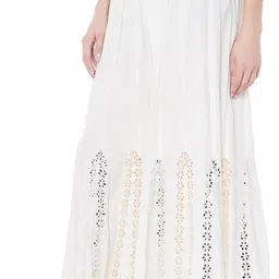 Women Flared Cream Viscose Rayon Trousers-image-43