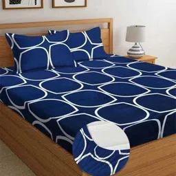 sheetlot Cotton King Fitted (Elastic) 1 TC Printed Bedsheet-picture-28