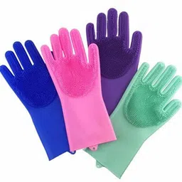 Magic Silicone Dish Washing Gloves Use for Washing Dishes, Fruit Cleaning Vegeta Wet and Dry Glove-image-49
