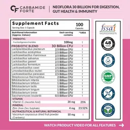 carbamide forte Probiotic & Prebiotic Supplement 30 Billion CFU with16 Strains 100mg Per Capsule image 2
