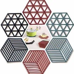 yanci Silicone Table Mats Non-Slip Insulated Flexible Durable Pot Holder Coasters, Mix Silicone Trivet image 3