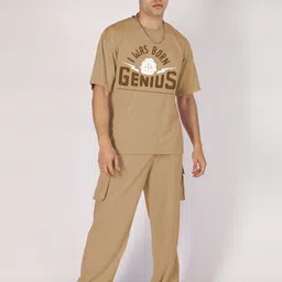 chkokko Men Top & Pyjama Set Beige Printed image 3