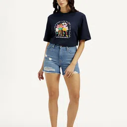 levi's Solid Women Blue Casual Shorts image 2