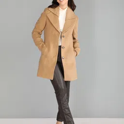 honnete 100 % Polyester Solid Coat For Women-picture-13