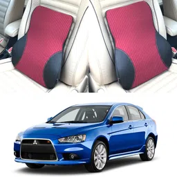 oshotto Black, Red Fabric, Leatherite Car Pillow Cushion for Mitsubishi-picture-11