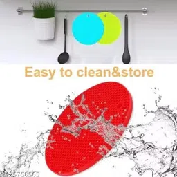 p & p kitchen Hot Pot Holder Mat Slip Coasters, Round, Multicolor, Trivet image 2