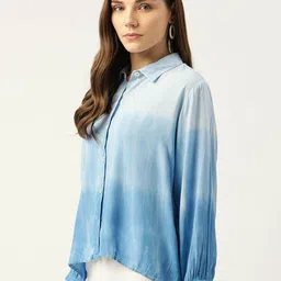 pinktribe Women Regular Fit Dyed/Ombre Spread Collar Casual Shirt image 3