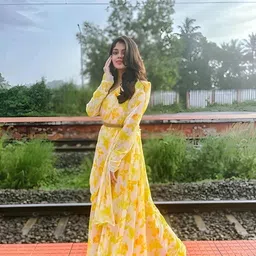 houseofcommon Floral Print Georgette Stitched Anarkali Gown-picture-12