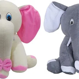 White & Grey Elephant Soft Stuffed Toy - 30 cm - 18 cm-image-1