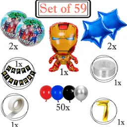 aoes Iron-Man Theme 7th Birthday Decoration Kit Happy Birthday Banner Balloons Combo image 2