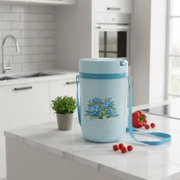samrat royal Blue Insulated Floral Print Tiffin Lunch Box 4+1 4 Containers Lunch Box-picture-14