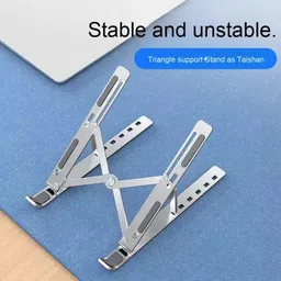 RG Adjustable Foldable Aluminum Laptop Stand Portable Laptop stand Large Size Wider Folding Height Adjustable Aluminum Portable Laptop Stand Aluminium Floor and Desk Stand Laptop Stand with Adjustable Height Compatible with Universal Laptops image 2
