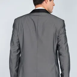 peter england Men Striped Tuxedo Style Formal Blazer image 4