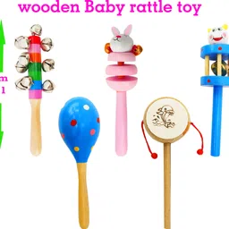 kamalnayan Natural Wooden Baby Rattle | Handcrafted Toy | Safe for Newborns & Toddlers Rattle image 3
