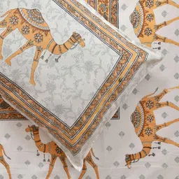 Orange Abstract 144 TC Cotton King Bedsheet and 2 Pillow Cover by UniqChoice image 4