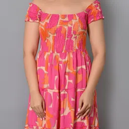 vymo Women Fit and Flare Multicolor Midi/Calf Length Dress image 5