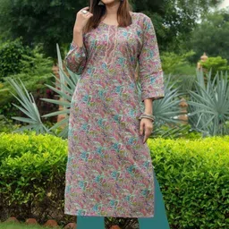rr sa kurtis Women Floral Print Pure Cotton Straight Kurta-picture-13