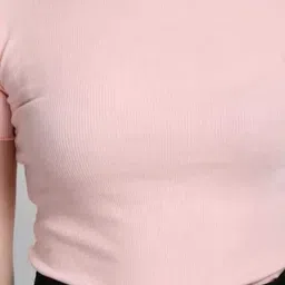 nekmex Casual Regular Sleeves Solid Women Pink Top image 4