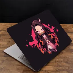 Advik Trendy Laptop Skin Sticker - nezuko -kamando cute - demon slay Premium Laminated Vinyl Laptop Skin Compatible for 15.6 inch image 1