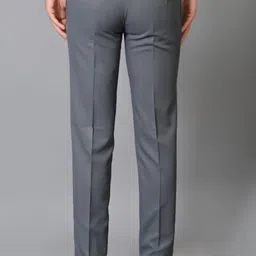 el cielo Men Regular Fit Grey Cotton Blend Trousers image 2